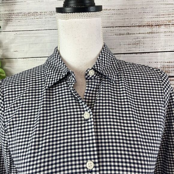 Tommy Hilfiger Blouse size Extra Small Navy Blue White Gingham Red Eyelet Casual - Picture 4 of 13